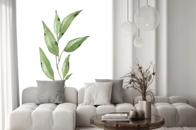 Naklejka: Watercolor tropical greenery floral leaf plant forest herb spring