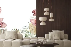 Naklejka: Watercolor tropic border with anthurium and palm leaves. hand