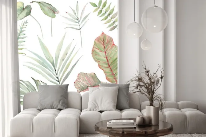 Naklejka: Watercolor tropical plants set.