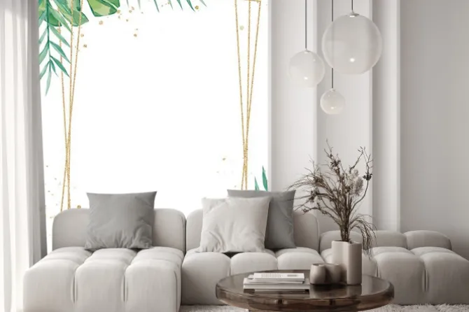 Naklejka: Watercolor tropical floral wedding cards, frame, template. summer