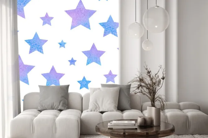 Naklejka: Watercolor сute seamless pattern night sky for the textile fabric