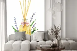 Naklejka: Watercolor vector spa arrangement of cosmetic products.