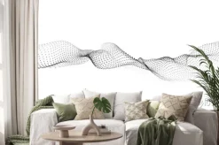 Naklejka: Wave of particles. futuristic point wave. vector illustration.