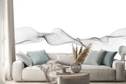 Naklejka: Wave of particles. futuristic point wave. vector illustration.