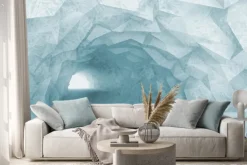 Naklejka: Włączanie światła niebieski tunelu wnętrze z ulgą kryształu