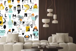 Naklejka: Wektor ładny alfabet zoo plakat ze swoimiami zwierzątek. zestaw