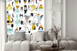 Naklejka: Wektor ładny alfabet zoo plakat ze swoimiami zwierzątek. zestaw