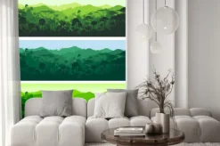 Naklejka: Wektor bez szwu poziome lasów tropikalnych dżungli tle