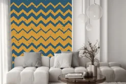 Naklejka: Wektor bez szwu niebieski kolor żółty wyciągnąć rękę poziomy