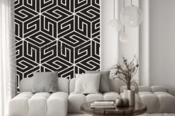 Naklejka: Wektor bez szwu kraty. nowoczesna stylowa tekstura z monochromatyczną