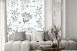 Naklejka: Wektor bez szwu z ziołami na białym tle