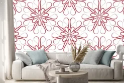 Naklejka: Wektor bez szwu tła. concealedly ornament purpurowy i żółty.