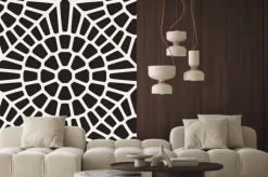 Naklejka: Wektor bez szwu czarno-biały wzór koronki zaokrąglone