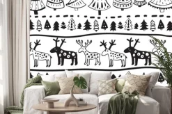 Naklejka: Wektor bez szwu z ręcznie rysowanych elementów bożego narodzenia