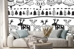 Naklejka: Wektor bez szwu z ręcznie rysowanych elementów bożego narodzenia