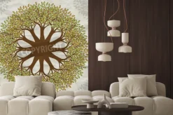 Naklejka: Wektor drzewo mandala tło z papieru grunge