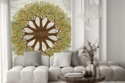 Naklejka: Wektor drzewo mandala tło z papieru grunge