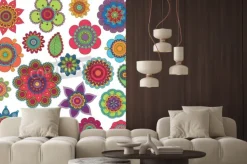 Naklejka: Wektor kolekcja doodle stylu kwiaty i mandalas