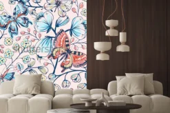 Naklejka: Wektor kwiatowy wzór z rocznika motyle i kwiaty