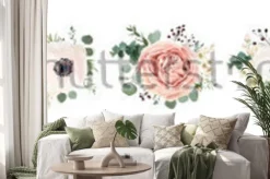 Naklejka: Wektor kwiatowy bukiet projekt: ogród różowa brzoskwinia lawendowy