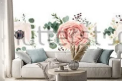 Naklejka: Wektor kwiatowy bukiet projekt: ogród różowa brzoskwinia lawendowy