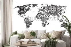 Naklejka: Wektor mapa świata mandali