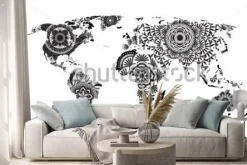 Naklejka: Wektor mapa świata mandali