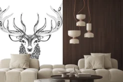 Naklejka: Wektor ozdobny jeleń wirginijski głowa