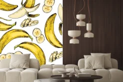 Naklejka: Wektor ręcznie narysowany bez szwu deseń izolowane bananów. grawerowana