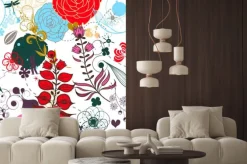 Naklejka: Wektor retro kwiatu (bez szwu deseń)