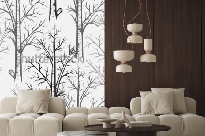 Naklejka: Wektor wzór szary brzoza