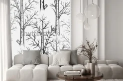 Naklejka: Wektor wzór szary brzoza