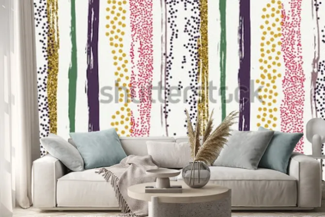 Naklejka: Wektor wzór z ręcznie rysowane pędzlem złota brokat teksturowane