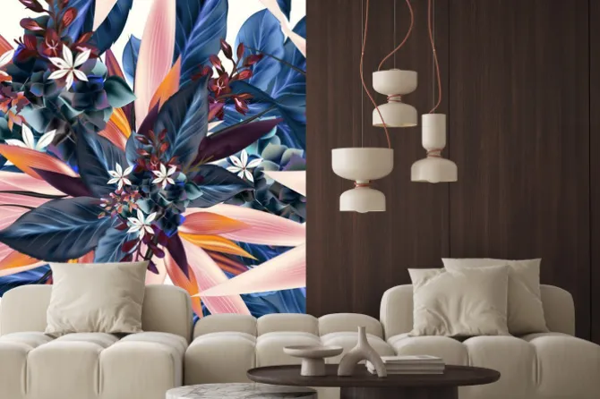 Naklejka: Wektor wzór z roślin tropikalnych, listkami. idealny do tkanin