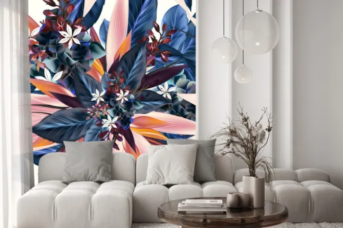 Naklejka: Wektor wzór z roślin tropikalnych, listkami. idealny do tkanin