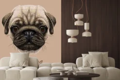 Naklejka: Wektor zdjęcie portret pug pies.