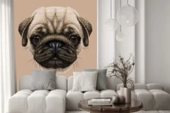 Naklejka: Wektor zdjęcie portret pug pies.