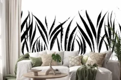 Naklejka: Wektorowa bezszwowa granica z atramentu rysunkową trawą, artystyczna