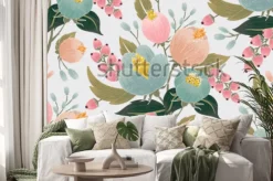 Naklejka: Wektorowa ilustracja bezszwowy kwiecisty wzór z wiosna kwiatami.