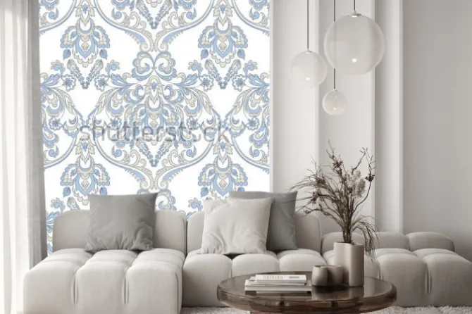 Naklejka: Wektorowa kwiecista tapeta. klasyczny barokowy ornament kwiatowy.