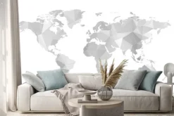 Naklejka: Wektorowa mapa świata z modnym wzorem trójkąty