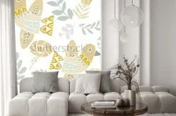 Naklejka: Wektorowi pastelowi ludowi kwiaty i kwiaty na białym tle. idealny