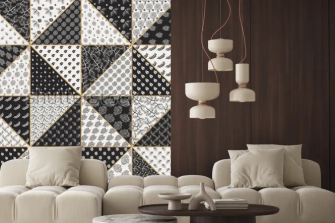 Naklejka: Wektorowy abstrakcjonistyczny bezszwowy patchworku wzór od czarnych