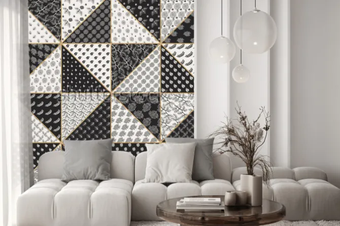 Naklejka: Wektorowy abstrakcjonistyczny bezszwowy patchworku wzór od czarnych