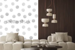 Naklejka: Wektorowy bezszwowy wzór popielaci akwarela okręgi na białym