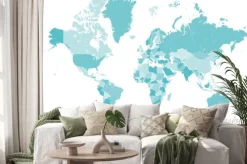 Naklejka: Welt karte blau mit lander grenzen vektor grafik