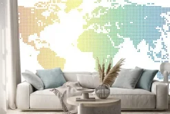 Naklejka: Weltkarte - gepunktet in den regenbogenfarben
