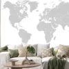 Naklejka: Weltkarte - hellgrau (hoher detailgrad)