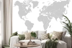 Naklejka: Weltkarte - hellgrau (hoher detailgrad)