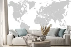 Naklejka: Weltkarte - hellgrau (hoher detailgrad)